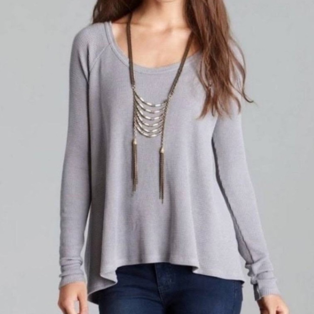Free People Gray Long Sleeve Thermal Top